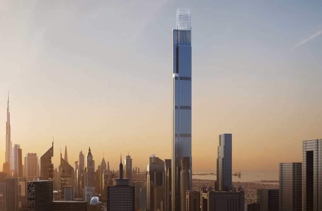 Burj Azizi: A soaring tower against the Dubai skyline.