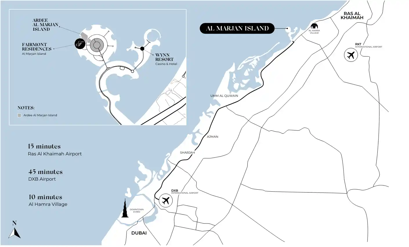 Fairmont Residences Al Marjan Island location